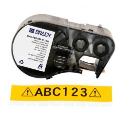 BRADY M4C-750-595-YL-BK, универсальные всепогодные этикетки, непрерывная лента: 19,05 мм х 7,62м, черный на желтом, винил, лента для принтеров BRADY M410 BMP41 M510 BMP51 BMP53