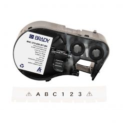 BRADY M4C-375-595-WT-BK, универсальная, непрерывная лента: 9,53 мм х 7,62м, черным на белом, винил, для внутреннего и внешнего использования, лента для принтеров BRADY BMP41, BMP51, BMP53, M410, M511