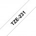 UKRMARK B-T231P, 12мм х 8м, черным на белом, совместима с BROTHER TZe-231, ламинированная лента для принтеров этикеток (TZe231)