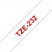 UKRMARK B-T232P, 12мм х 8м, красным на белом, совместима с BROTHER TZe-232, ламинированная лента для принтеров этикеток (TZe232)