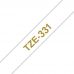 UKRMARK B-T331P, Ламінована, 12мм х 8м, золотистим на білому, сумісна з BROTHER TZe-331, стрічка для принтерів етикеток (TZe331)