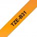 UKRMARK B-Fc-TB31P, Флуорисцентная, 12мм х 5м, черным на оранжевом, совместима с BROTHER TZe-B31. Лента для принтеров этикеток (TZeB31)
