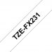 Лента для принтера этикеток совместима с BROTHER TZe-FX231. Гибкая. Лента: 12мм х 8м. Черным на белом (TZeFX231)