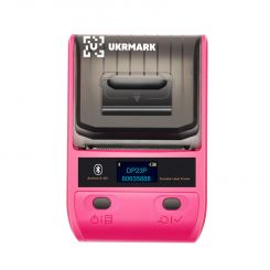 Портативный термопринтер UKRMARK DP23PK, USB/Bluetooth, рулоны 15-58 мм, для чеков/этикеток, розовый. Печать на термобумаге и полимерных этикетках