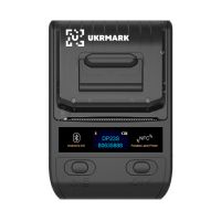 Портативный термопринтер UKRMARK DP23BK, USB/Bluetooth, рулоны 15-58 мм, для чеков/этикеток, черный. Печать на термобумаге и полимерных этикетках.