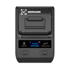 Портативний термопринтер UKRMARK DP23BK, USB/Bluetooth, рулони 15-58 мм, для чеків/етикеток, чорний. Друкує на термопапері та полімерних етикетках