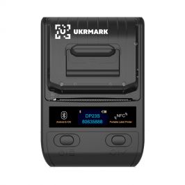 Портативний термопринтер UKRMARK DP23BK, USB/Bluetooth, рулони 15-58 мм, для чеків/етикеток, чорний. Друкує на термопапері та полімерних етикетках