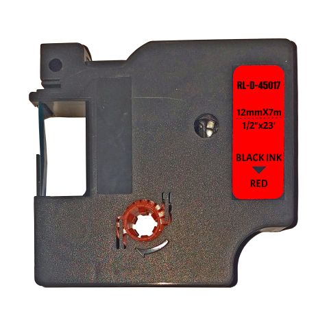 UKRMARK D-45017P, 12мм х 7м, черным на красном, совместима с DYMO D1 S0720570, универсальная лента для принтеров этикеток