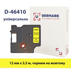 UKRMARK D-Ny-46410, Универсальная, 12мм х 3,5м, черным на желтом, нейлон, лента для принтеров этикеток DYMO D1