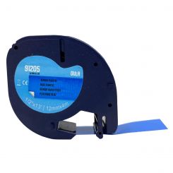 UKRMARK D-91205, 12мм х 4м, чорним на синьому, сумісна з DYMO LT 91205 / S0721650, універсальна стрічка для принтерів етикеток