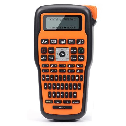 Портативный термотрансферный принтер Ukrmark E1000 Pro OR, Клавиатура: QWERTY, Ширина ленты: 6/9/12 мм, Оранжевый