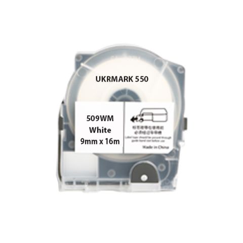 Картридж самоклейних етикеток UKRMARK 509WM, 9мм х 16м, чорним на білому, матова, сумісні з принтером UKRMARK 550 Картридж самоклейних етикеток UKRMARK 509WM, 9мм х 16м, чорним на білому, матова, сумісні з принтером UKRMARK 550