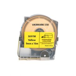 Картридж самоклеящихся этикеток UKRMARK 509YM, 9мм х 16м, черный на желтом, матовый, совместимый с принтером UKRMARK 550 Картридж самоклеящихся этикеток UKRMARK 509YM, 9мм х 16м, черный на желтом, матовый, совместимый с принтером UKRMARK 550