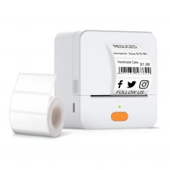 Портативний принтер етикеток UKRMARK UP1WT + Bluetooth, білий, рулони 20 - 58 мм, друкує на термопапері та полімерних етикетках.