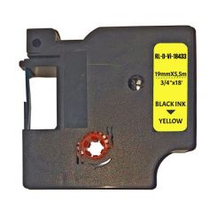 UKRMARK D-Vi-18433, 19мм х 5.5м,чорним на жовтій, сумісна з DYMO Rhino S0718470, універсальна вінілова стрічка для принтерів етикеток
