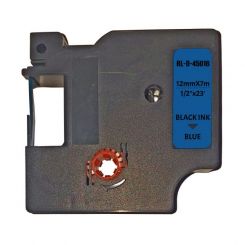 Лента для принтера этикеток RL-D-45016P-BK/BL, совместима с DYMO S0720560, для принтеров DYMO серии D1. Размер ленты: 12мм х 7м. Шрифт: черный, Лента: синяя 