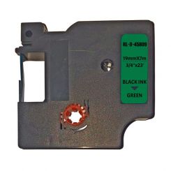 Лента для принтера этикеток RL-D-45809P-BK/GR, совместима с DYMO S0720890, для принтеров DYMO серии D1. Размер ленты: 19мм х 7м. Шрифт: черный, Лента: зеленая