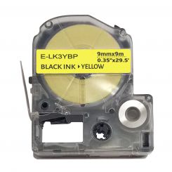 UKRMARK E-LK3YBP, 9мм х 9м, черным на желтом, совместима с Epson LK-3YBP, Универсальная лента для принтеров этикеток