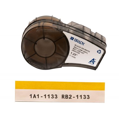 Лента для принтера этикеток BRADY M21-1250-427. Самоламинирующиеся этикетки, маркировка кабеля Ø  3.2 - 5.7 мм. Цвет: черный на белом