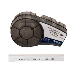 Brady M21-250-414, липучка BradyGrip, 6.35мм х 3.05м, чорним на білому, стрічка-липучка Velcro для друку на принтерах етикеток