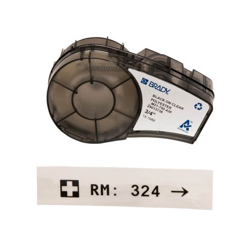 BRADY M21-750-430, прозрачная этикетка, 19.05мм х 6.4м, черным на прозрачном, лента для принтеров этикеток