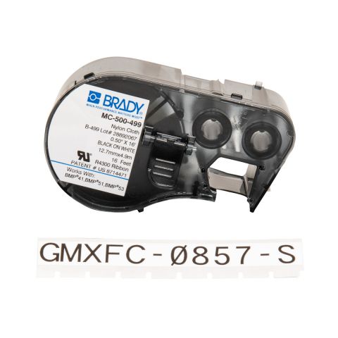 Лента для принтера этикеток BRADY MC-500-499, Беспрерывная лента. Маркировка - общая, кабеля, компонентов. Лента: 12,70 мм х 4.88 м. Маркировка: черным на белом