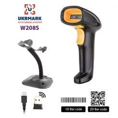 Сканер штрих-кодов UKRMARK EV-W208S с подставкой, для 1D, 2D, QR кодов, CMOS, проводной (USB)/беспроводной (2.4GHz)