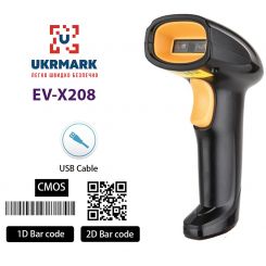Сканер штрих-кодів UKRMARK X208 ручний 2D сканер QR- та штрих-кодів, дротовий